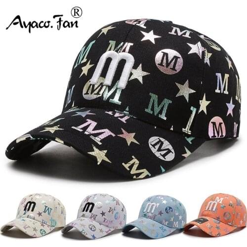 Men Baseball Cap Cotton Unisex Adjustable Baseball Hat Graffiti M Letter Embroidery Cap for Women Personality Snapback Sunhat