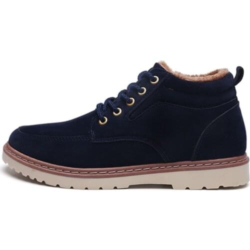 2019 Super Warm Mens Winter Suede Leather Ankle Boots Men Autumn Snow Boots Leisure Autumn Boots Mens Shoes