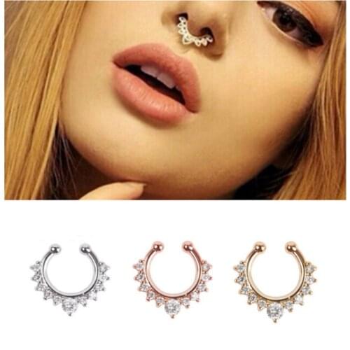 New Fashion Nose Ring Reusable Alloy Fake Magnetic False Nose Ring Horseshoes Non Piercing HoopBody Jewelry