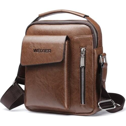 New Mens Bags Vintage Business PU Leather Shoulder Bag Luxury Casual Waterproof Small Messenger Crossbody Bags For Men