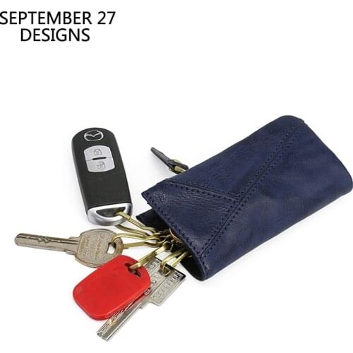 New Fashion Key Bag Genuine Leather Luxury Men Vintage Zipper Car Key Case Top End Quality Cowskin Women Housekeeper Keychain