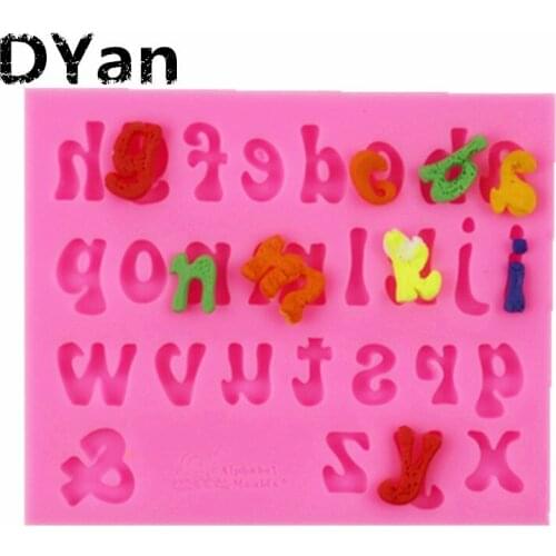 New Lowercase 26 English Alphabet Fondant Cake Silicone Mold Chocolate Mold Biscuit Mold DIY Cake Baking Mold A1614