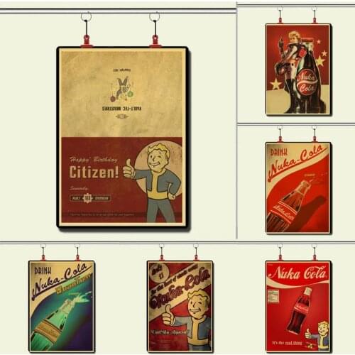Nuka Cola Fallout 2345 Vintage Paper Poster Wall Painting Home Decoration 42X30 CM 30X21 CM