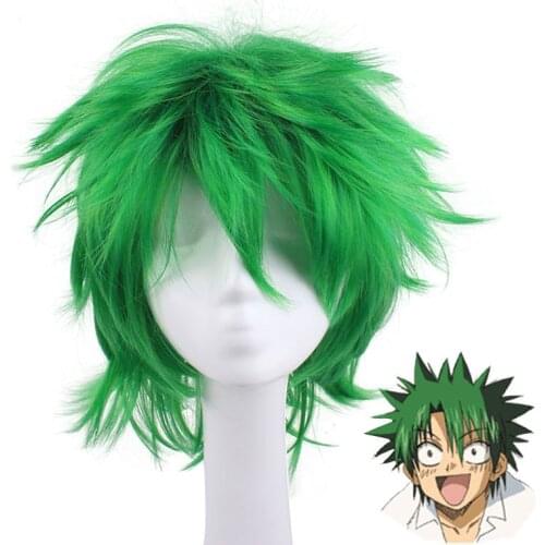 Anime Law of Ueki Cosplay Green Wig Kosuke Ueki Cosplay Wig For Men Halloween Carnival Party Hair Cosplay Props
