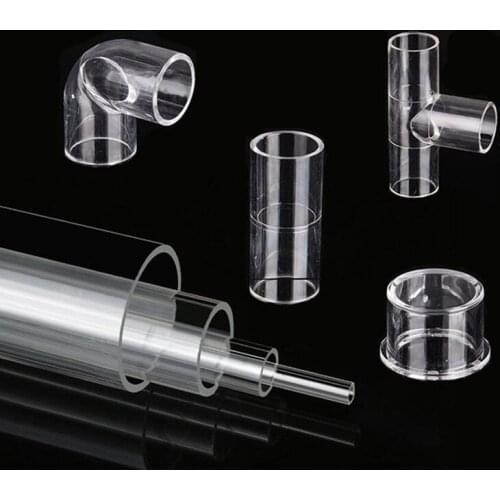 Transparent acrylic elbow joint pvc pipe tee 45 degree 90 degree fish tank pipe fitting right angle water pipe aquarium pipe