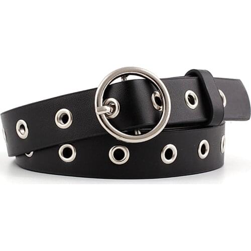 Ke Meiqi Korean Designer Belt Ladies Fashion Round Buckle Decoration Denim Shorts Casual Pants Belt Ladies Belt