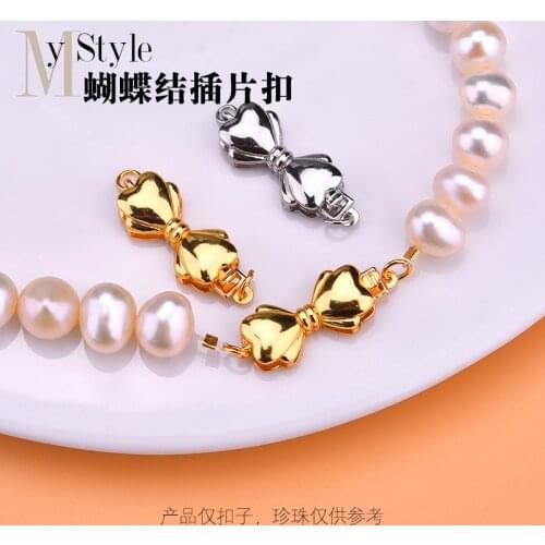 S925 Sterling bowknot insert buckle Necklace Bracelet connection buckle tail buckle hand woven jewelry DIY accessories material