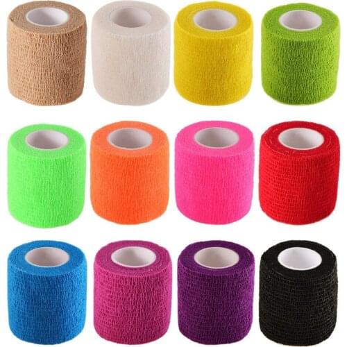 12 Pieces Adhesive Bandage Wrap Stretch Self-Adherent Tape for Sports, Wrist, Ankle, 5 Yards Each (12 Colors, 2 Inches)