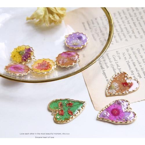 Diy jewelry making flower decoration hearts/round shape 10pcs/lot alloy drop oil earrings pendants accessory