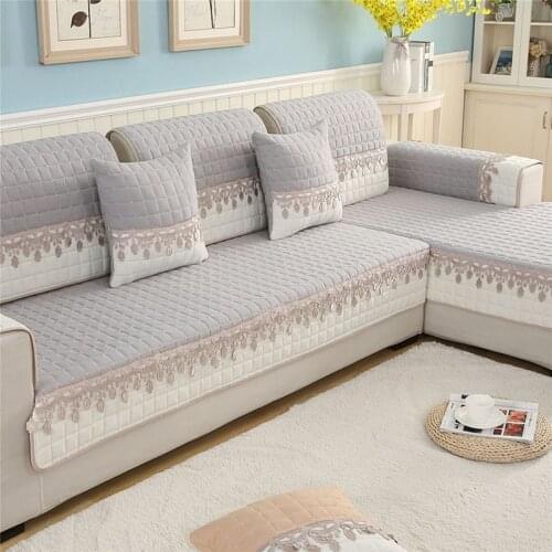 Sectional Sofa Cover Thicken Corner Couch Slipcover Lace Sofa Towel Blanket Cushion Cover Couch Protector Living Room Decor