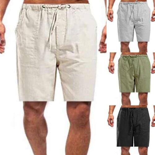 Summer Elastic Mens Shorts Solid Color Men Shorts Knee Length Shrink Resistant Wide Leg Multi Pockets Sweat Shorts Streetwear