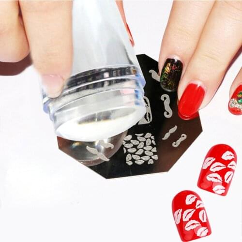 Silicone Transparent Nail Art Stamping Kit French For Manicure Plate Stamp Polish Stencil Template Seal Manicure Stamper
