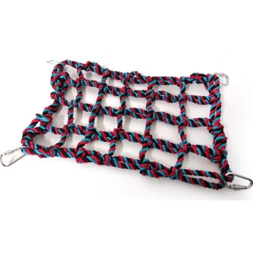 Bird Climbing Net Hanging Perch Rope with 4 Hooks Parrot Swing Hammock for Cockatiels Parakeets Rats Chinchillas