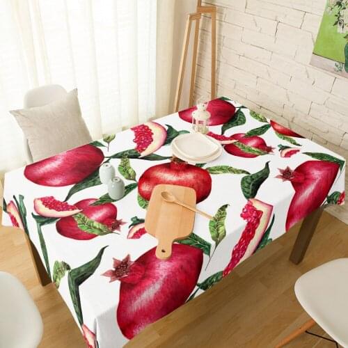 Fruit Red Pomegranate Green Leaf Print Table Cloth Dining Chair Cover Kitchen Tablecloth Modern Home Decor Manteles Table Cover