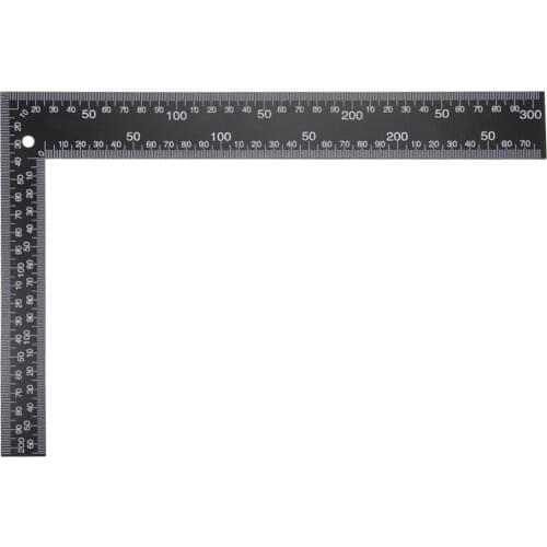 Uxcell Leathercraft Black Tempered Stainless Steel Measuring Square Ruler for DIY Leather Handmade Sewing Tools 0-300mm 0-12