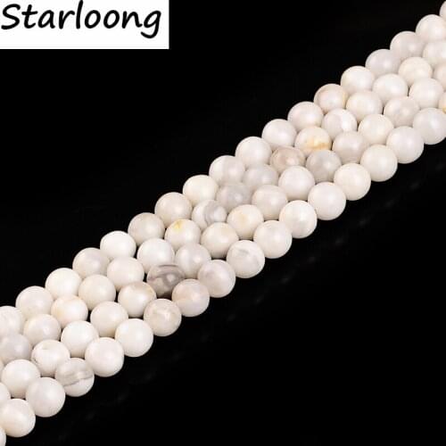 High Quality Natural Stone White Crazy Agates Onyx Round Loose Strand Beads 4/6/8/10/12mm 15" for Jewelry Making Bracelet Diy