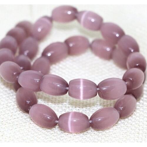 High quality purple 8*12mm rice barrel cats eyes opal stone beads lovely loose beads jewelry 14inch B1564