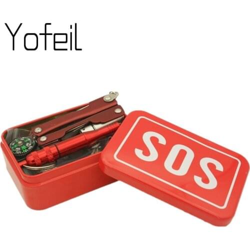Yofeil 1 SET Outdoor Equipment Emergency Bag Survival Kit Box Self-help Box SOS Equipment For Camping Hiking tools