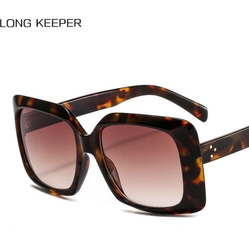 2020 Oversized Sunglasses Women Brand Designer Plastic Big Frame Sun Glasses Female Vintage Leopard Shades Oculos De Sol UV400