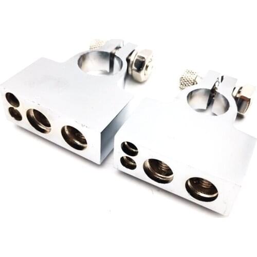 1 Pair Silver +&- Car Battery Terminal Clamp Post 2 4 8 Gauge AWG Connectors