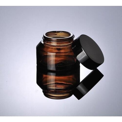 200pcs 50g empty brown glass cream jars, skin care cream bottles with dark lid new