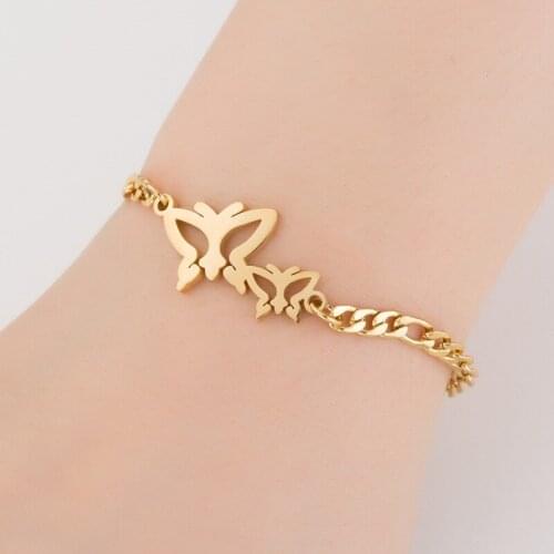 2020 bracelets for women fashion gold chain stainless steel butterfly chain bracelets for women stainless steel charm bracelet