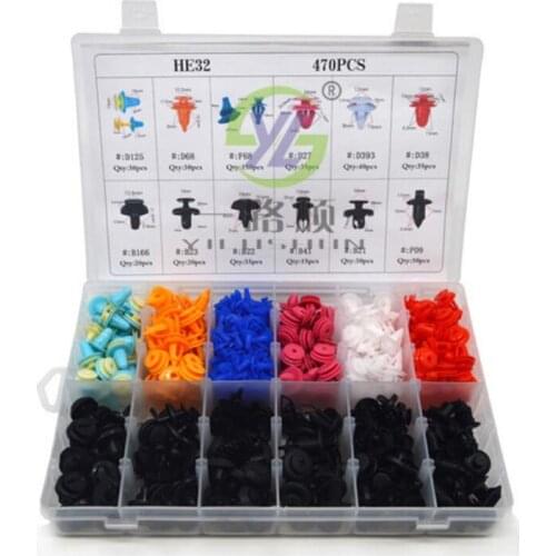 470Pcs Car Plastic Clips Door Push Retainer Pin Rivet Trim Clip Panel Nylon Moulding Kit For Audi Chevys Mazda Kia Ford Honda