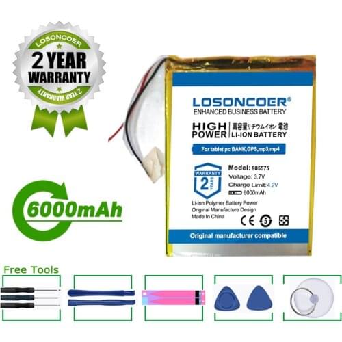 LOSONCOER Battery 6000mAh 905575 Tablet Battery For Tablet Pc BANK,GPS,MP3,MP4