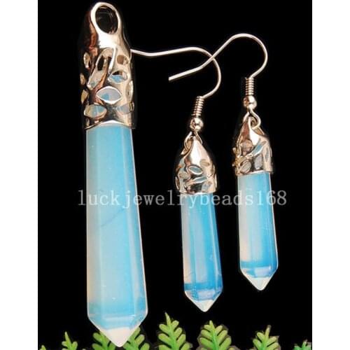 Free Shipping Women Fashion Opal Pendant Bead Earrings Pair C2149