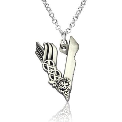 Tv Series Vikings Icon Necklace Vikings "V"Logo Pendant Key Chain Ragnar Lodbrok Men Women Birthday Gift