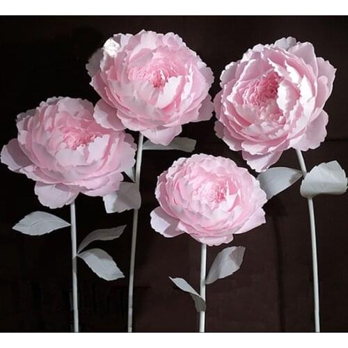 Giant Paper Rose Flower Large Peony Head Leaves Diy Home Wedding Party Photography props Background Wall Stage Decoration Crafts