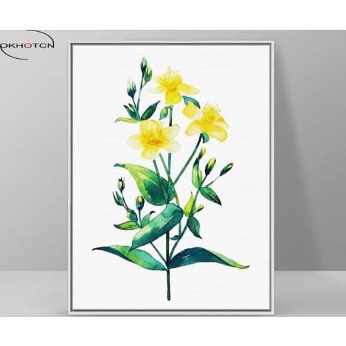 Yellow Flower Wall Art Posters And Prints Modern Watercolor Unframed Canvas Painting For Kids Room Nursery Wall Picture