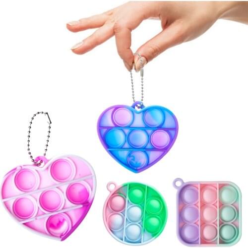 Fidget Sensory Toy Child Mini Push Bubble Toys Figet Simple Dimple Toy Keychain Ring Anti-stress Board Autism Educational Toy