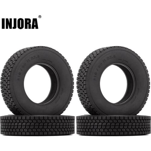 INJORA 4Pcs Rubber Tyres Wheel Tires With Sponge for 1:14 Tamiya Tractor Trucks RC Car