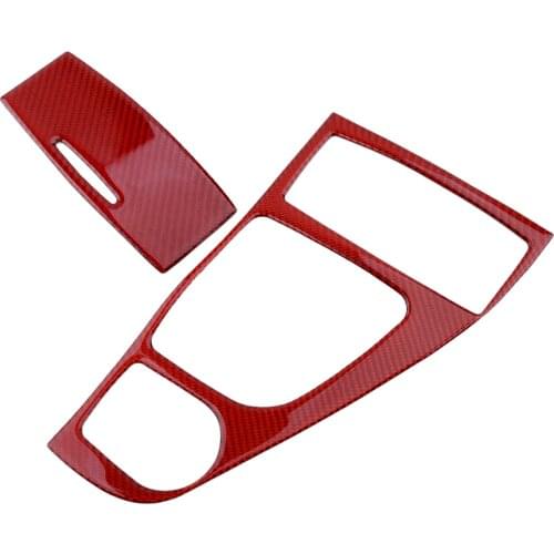 Red Carbon Fiber Car Console Gear Shift Box Panel Ashtray Cover Trim Fit For Infiniti Q50 Q60 2015 2016 2017 2018 2019 2020