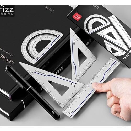 Youpin 4 in 1 Fizz Metal Ruler Stationery Set Aluminum Alloy Multifunctional Combination Ruler Ruler Triangle Protractor Drawing