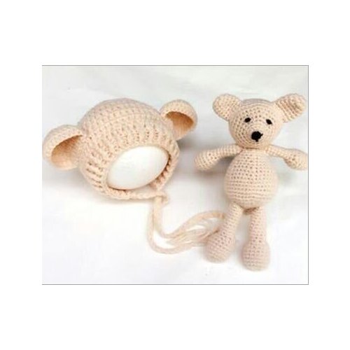 Cute Newborn Baby Girls Boys Photography Prop Photo bear Hat Set Crochet Knit Outfits 0-1M OR 3-4M