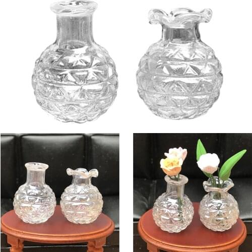 Mini Glass Vase For Flower Doll House Furniture Home Decor Simulation Flowers 1:12 Dollhouse Miniature