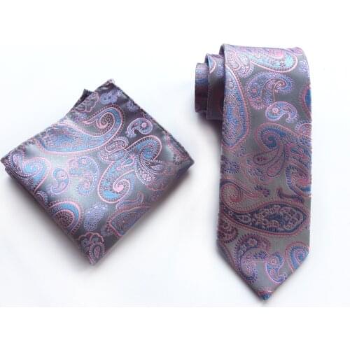 Men Necktie Pocket Square Set Elegant Paisley Pattern Cravat Sets for Wedding Party