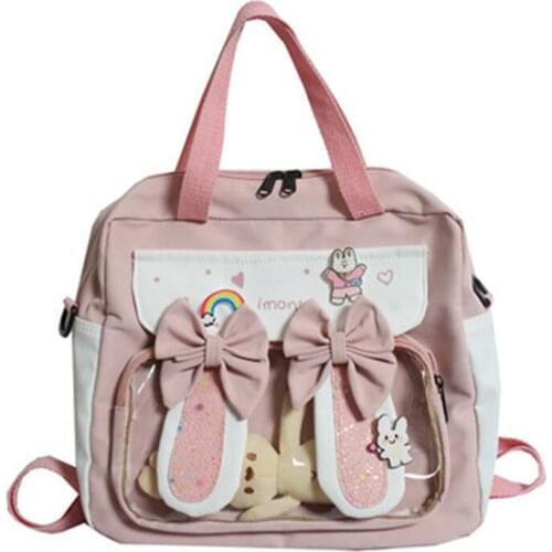 2021 new school bags bowknot bunny ear student make up messenger handbag small fresh girl portable backpack mochila escolar