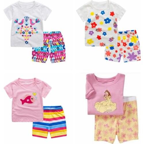 New Summer Kids Pajamas Sets Baby Boys Gilrs Sleepwear Short Sleeve Pijamas Cotton Costume Children Nightdress Clothing Pyjamas
