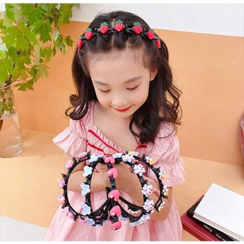CN New Childrens Cute Flower Braided Hair Band Handmade Hairbands Headband Birthday Gifts Headwear Hair Accessories