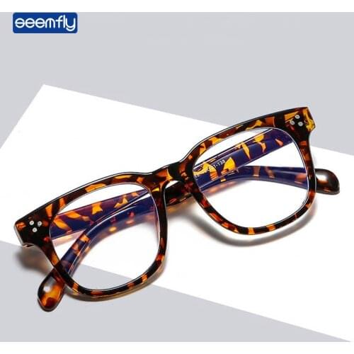 Seemfly Vintage Oversized Square Glasses Frame Women Men Anti Blue Light Plain Spectacles Retro Fashion Clear Optical Eyeglasses