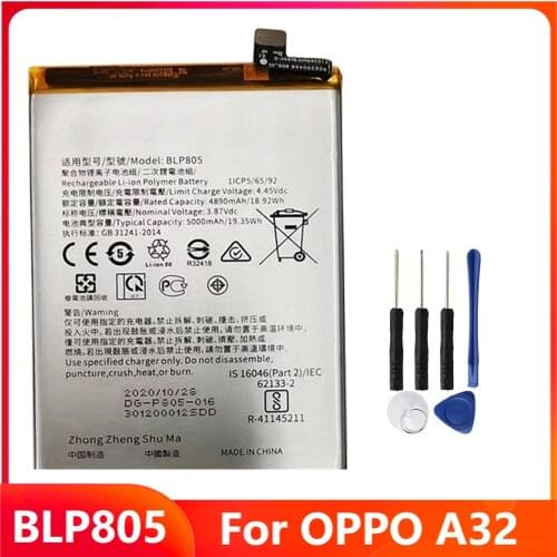 Original Replacement Phone Battery BLP805 For OPPO A32 Genuine Rechargable Batteries 5000mAh With Free Tools