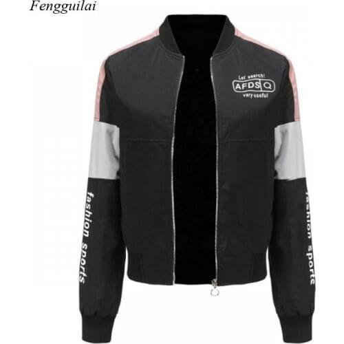 2021 Autumn and Winter Jacket Womens Waterproof Jacket Quilted Jacket Color Matching Baseball Uniform Printed Bomber Jacket Wom