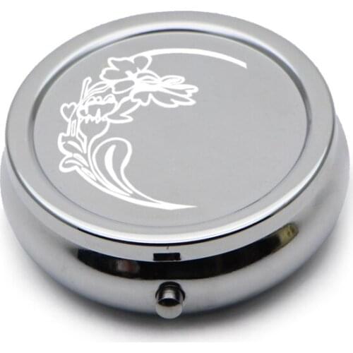 Personalised Silver Chrome Pill Box Engraved Free! Pill Box Organiser Great Gift and comes with Bag