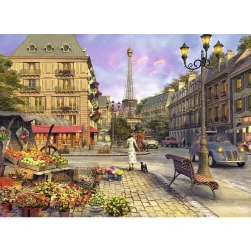 Stroll through Paris Embroidery Needlework Crafts 14CT Unprinted DIY Quality Cross Stitch Kits Set Handmade Arts Home