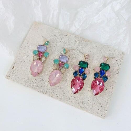 Luxury Crystal Dangle Earrings For Women 2021 Fashion Jewelry Trendy Drop Earrings