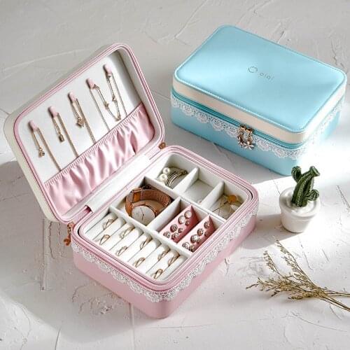 Jewelry Box Travel Comestic Jewelry Casket Organizer Makeup Lipstick Storage Box Beauty Container Necklace Birthday Gift