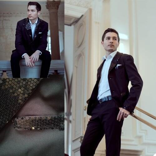 Sequins Wedding Suits Custom Made Two Piece Custom Made Two Button Valentino Notched Lapel De Smoking Pour Hommes